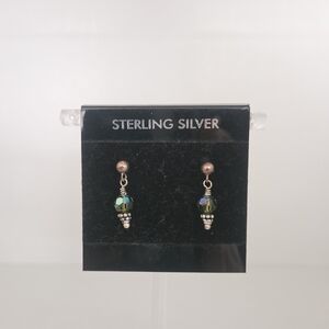 Sterling Silver Handmade Iridescent Drop Earrings